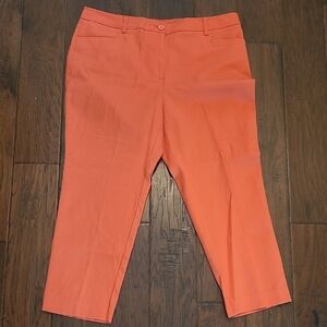 Anne Klein women's coral pink cropped pants with textured pattern size 14